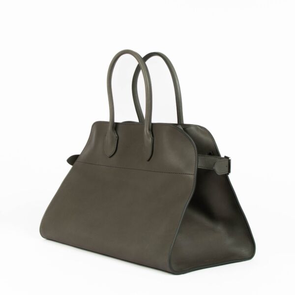 The Row Koala Grey Saddle Calfskin Soft Margaux 15 Bag