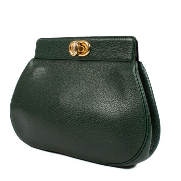 Delvaux Green Turnlock Clutch