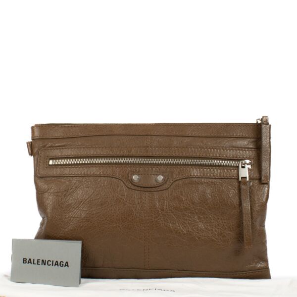 Balenciaga Brown Arena Clip M Clutch