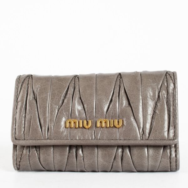 Miu Miu Grey Matelasse Key Holder