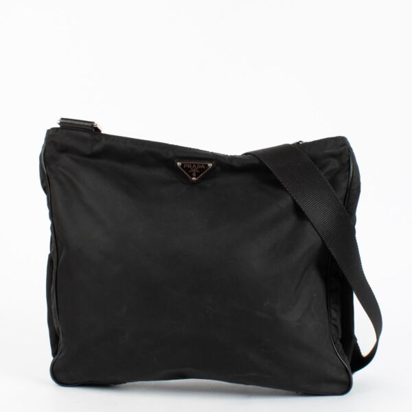 Authentic Preloved Prada Black Nylon Messenger Bag on Labellov.com