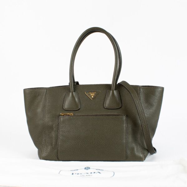 Prada Green Vitello Daino Tote Bag