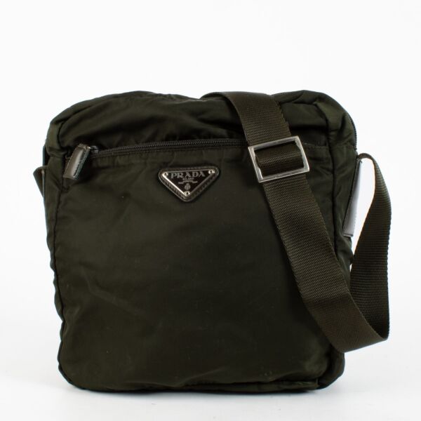 Authentic preloved Prada Green Nylon Crossbody Bag on Labellov.com