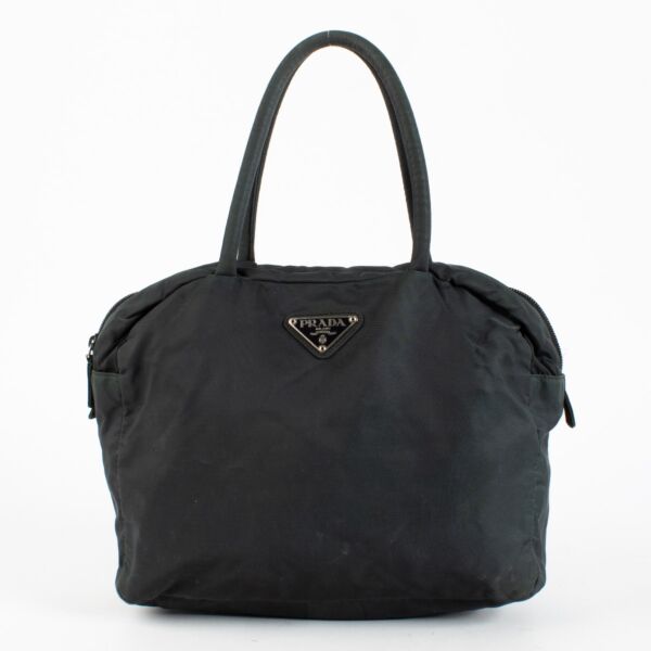 Authentic Preloved Prada Green Nylon Handbag on labellov.com