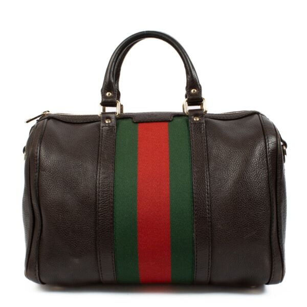 authentic pre loved Gucci Brown Leather Boston Bag on Labellov.com