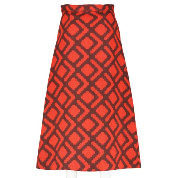 Gucci Red Pattern Wool Skirt - Size 40