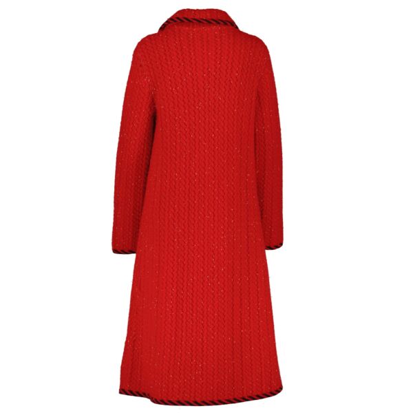 Gucci Red Wool Cable Knit Coat - Size S