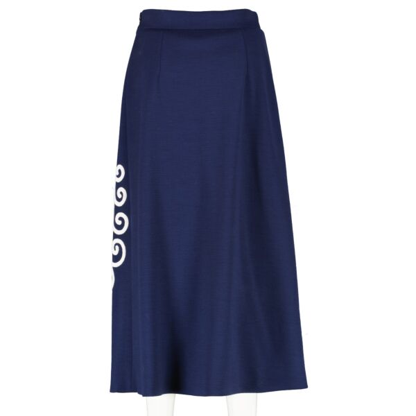 Prada Blue White Embroidered Skirt 