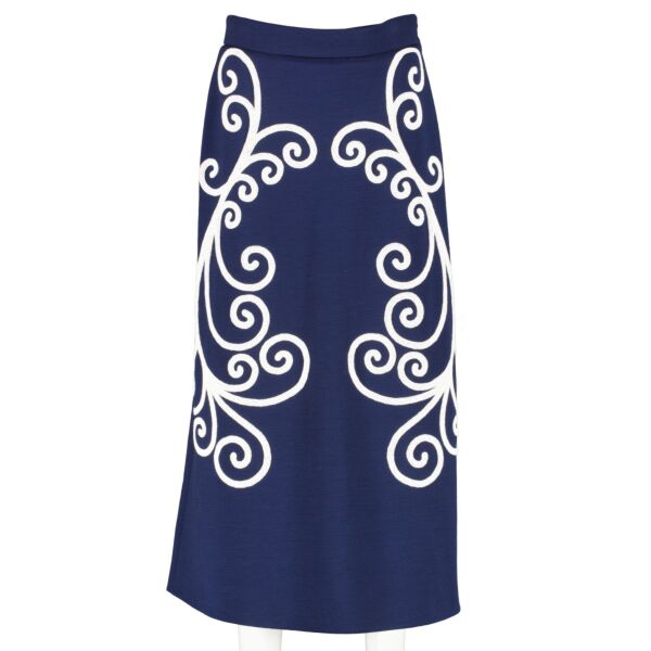 buy 100% authentic pre loved Prada Blue White Embroidered Skirt on Labellov.com 