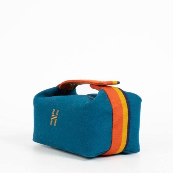 Hermès Blue Paon Wool Bride-a-Brac Large Case