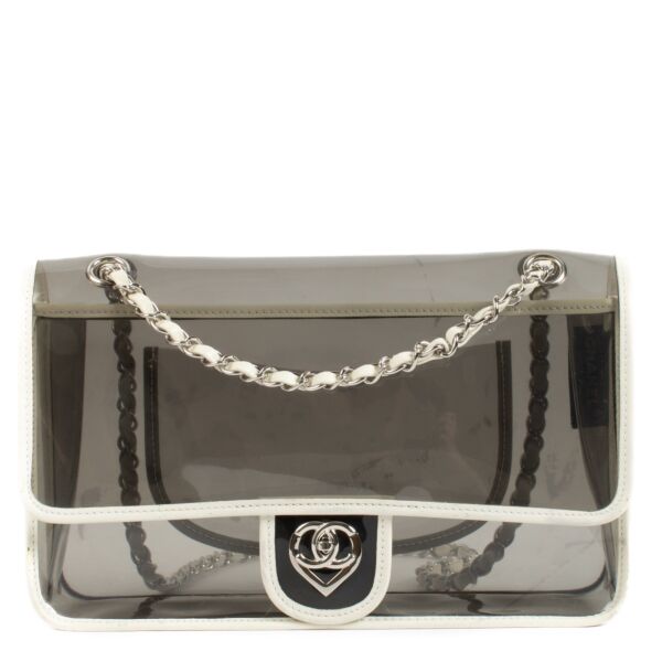 Chanel Black PVC Heart Lock Large Classic Flap Bag