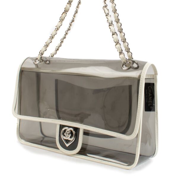 Chanel Black PVC Heart Lock Large Classic Flap Bag