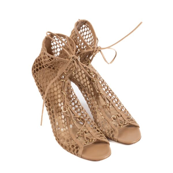 Gianvito Rossi Beige Fishnet Heels - Size 37