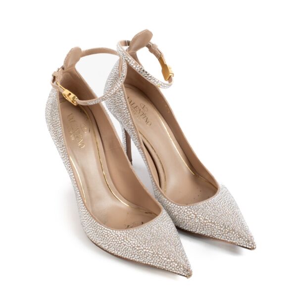 Valentino Garavani Tan-Go Crystal Heels - size 37 1/2 