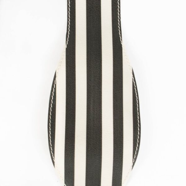 Delvaux Black/White Striped Handle Ribbon 