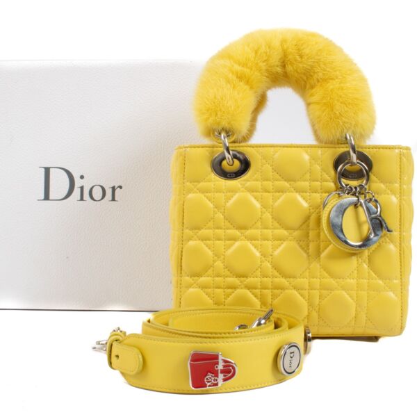 Christian Dior Yellow Small Lady Dior Bag