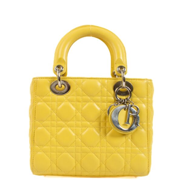 Authentic second hand Christian Dior Yellow Small Lady Dior Bag on Labellov.com