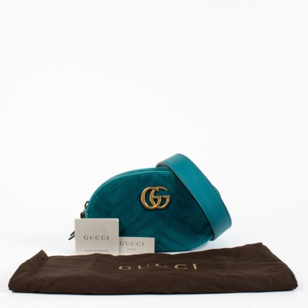 Gucci Blue Velvet Marmont Belt Bag