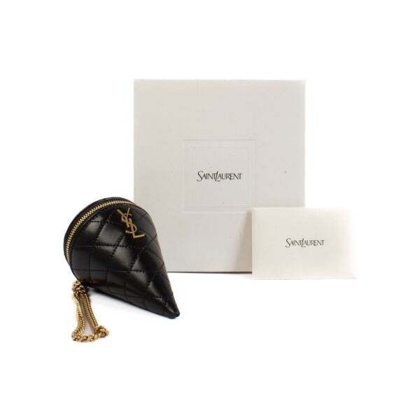 Saint Laurent Black Cone On Chain Clutch 