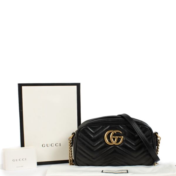 Gucci Black GG Marmont Small Camera Bag
