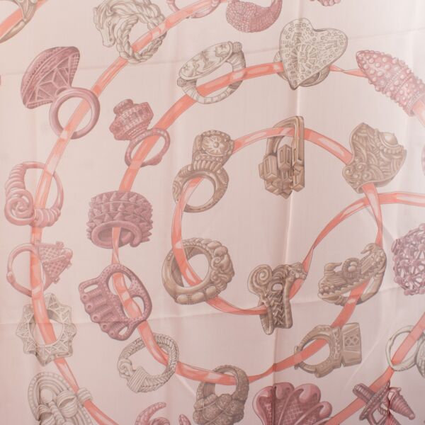 Hermès Pink Alliances du Monde Silk Mousseline Shawl
