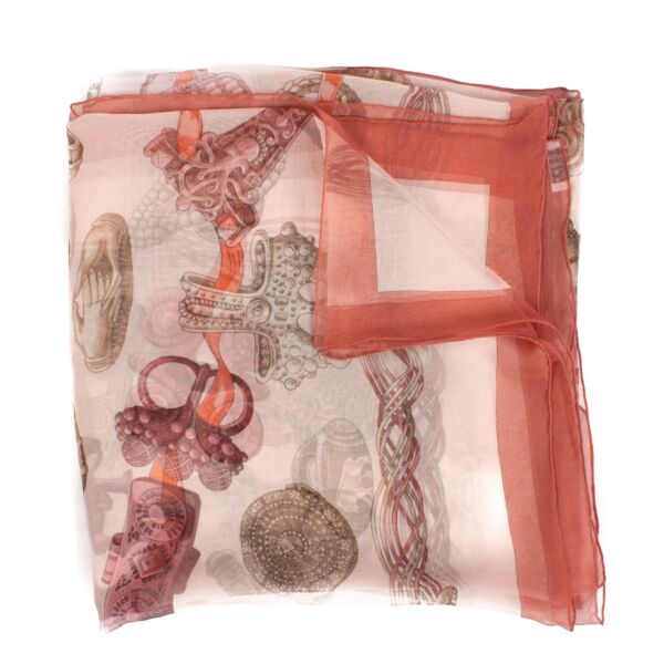 Hermès Pink Alliances du Monde Silk Mousseline Shawl