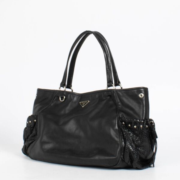 Prada Black Cargo Python/Lizard Tote Bag