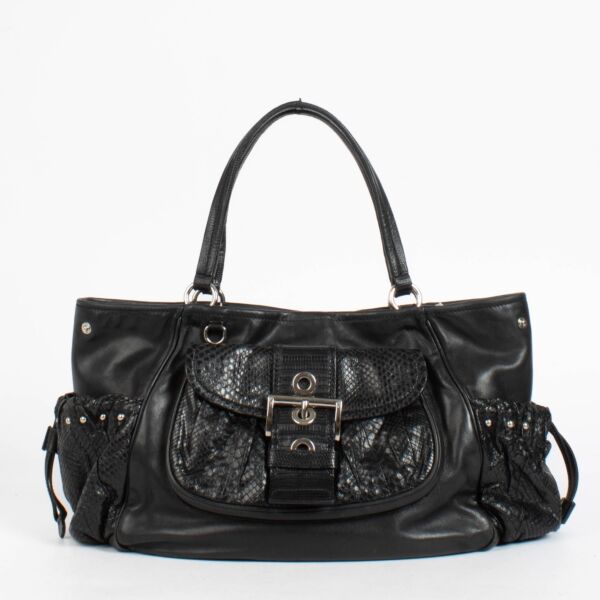 Authentic pre-loved Prada Black Cargo Python tote on Labellov.com