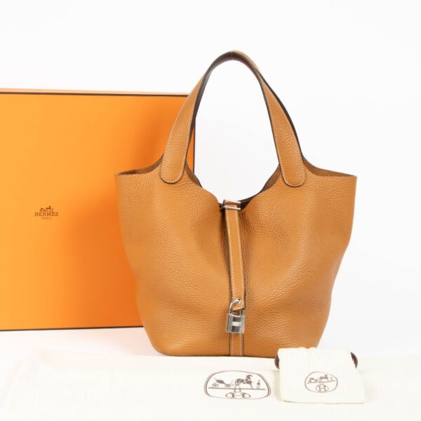 Hermès Picotin Lock 22 Eclat Toffee/Bordeaux Clemence/Swift PHW