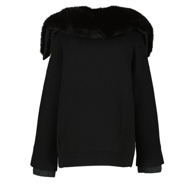 Moncler Grenoble Black Fur Maglione Hybrid Jacket - Size M