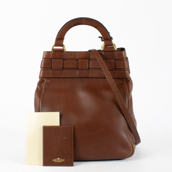 Delvaux Brown Leather Roseau Bag