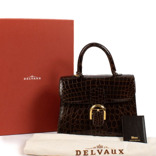 Delvaux Brown Crocodile Brillant MM