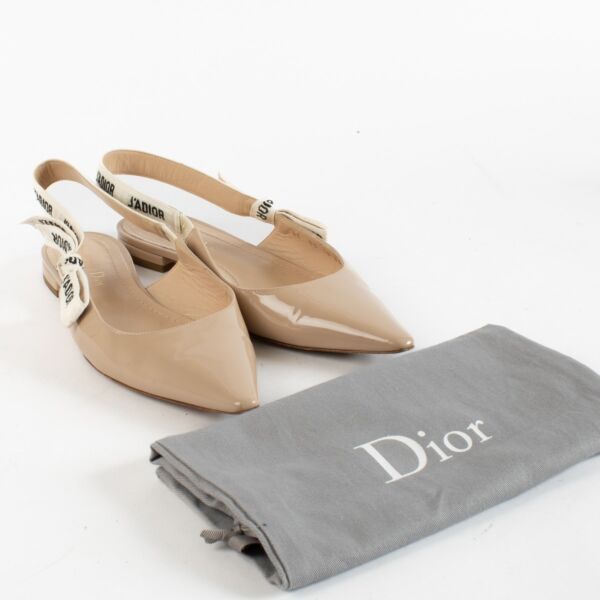 Christian Dior Beige Patent J'Adior Slingbacks - Size 38.5