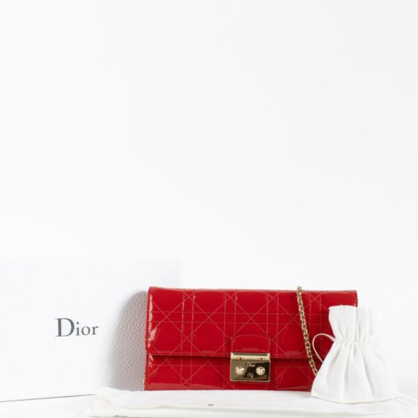 Christian Dior Red Patent Cannage Miss Dior Rendez Vous Chain Bag