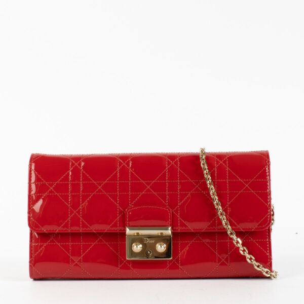 Christian Dior Red Patent Cannage Miss Dior Rendez Vous Chain Bag