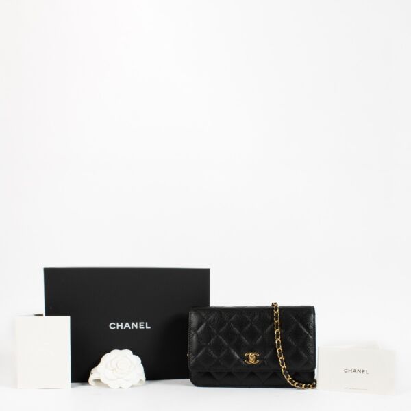 Chanel Black Caviar Classic Wallet On Chain