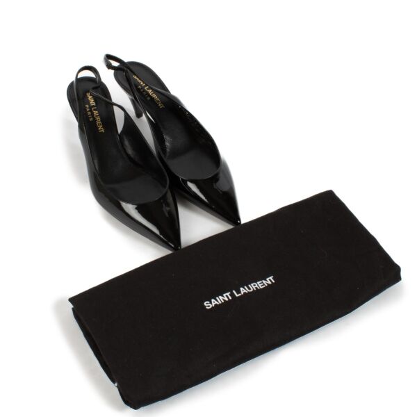Saint Laurent Black Patent Slingback Pumps - Size 36