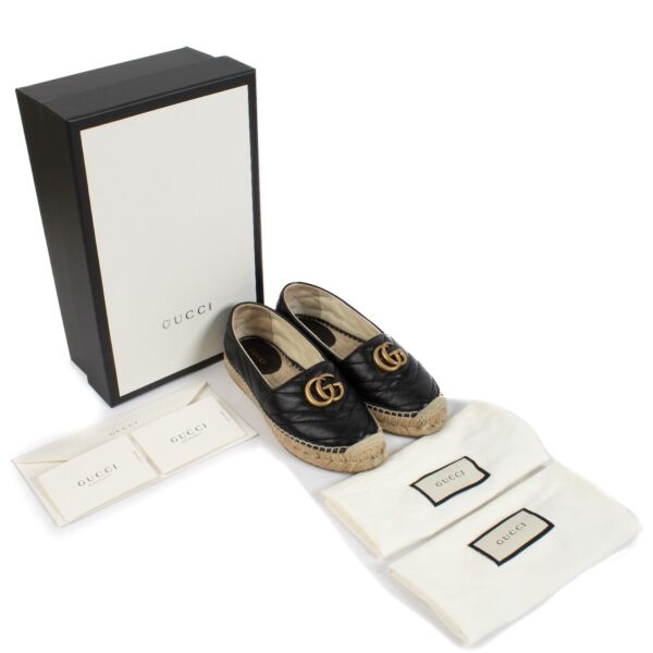 Gucci Black Leather Espadrilles - Size 34