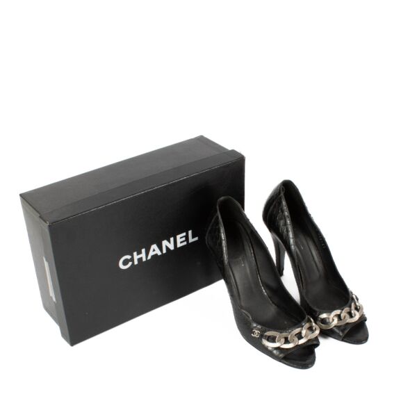 Chanel 09P Black Python Pumps - size 38.5