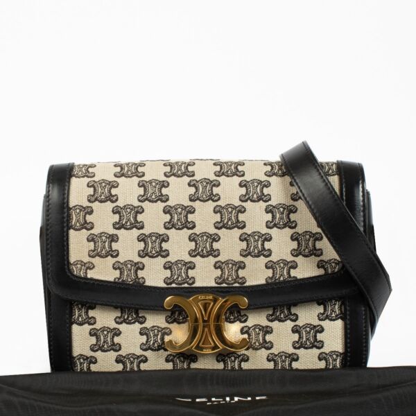 Celine Black Canvas Classique Triomphe Bag