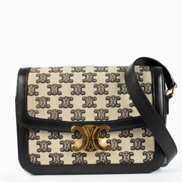 Authentic pre-loved Celine Black Canvas Classique Triomphe Bag on Labellov.com