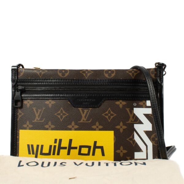 Louis Vuitton Virgil Abloh Monogram Logo Story Double Flat Messenger Bag