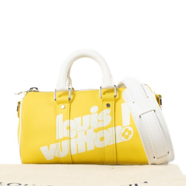 Louis Vuitton Yellow/White Leather Everyday LV Keepall XS Bag
