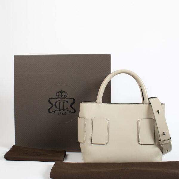 Lebeau-Courally Beige Leather Carré Handbag