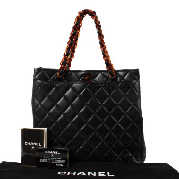 Chanel Black Lambskin Tortoise Chain Tote Bag