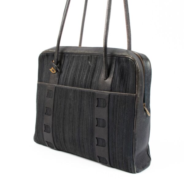 Delvaux Blue Toile De Cuir Shoulder Bag