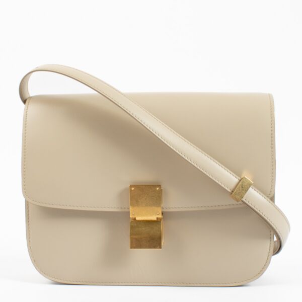 Authentic second hand Celine Beige Calfskin Medium Classic Box Bag on Labellov.com