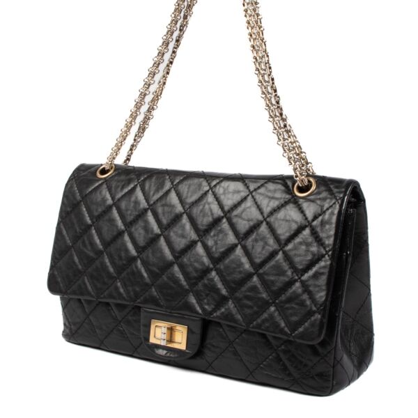 Chanel Black Aged Calfskin Maxi 2.55 Bag