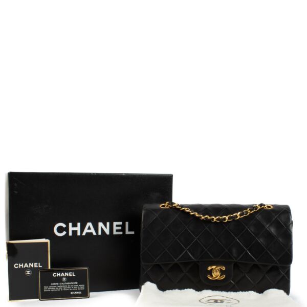 Chanel Vintage Black Lambskin Medium Classic Flap Bag
