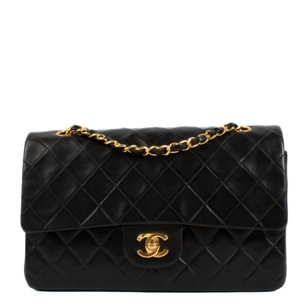 Chanel Vintage Black Lambskin Medium Classic Flap Bag